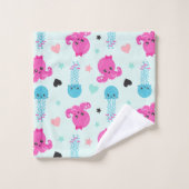 海獣，海生物，タコ，クラゲ，ハート バスタオルセット (ウォッシュタオル)