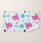 海獣，海生物，タコ，クラゲ，ハート バスタオルセット (ハンドタオル)