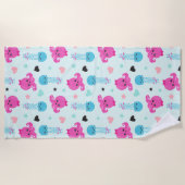 海獣，海生物，タコ，クラゲ，ハート ビーチタオル (正面)