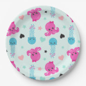 海獣，海生物，タコ，クラゲ，ハート ペーパープレート (正面)