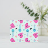 海獣,海生物,タコ,クラゲ,ハート ポストカード (スタンド正面)