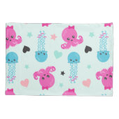 海獣，海生物，タコ，クラゲ，ハート 枕カバー (裏面)