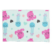 海獣，海生物，タコ，クラゲ，ハート 枕カバー (正面)