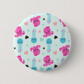 海獣，海生物，タコ，クラゲ，ハート 缶バッジ (正面)