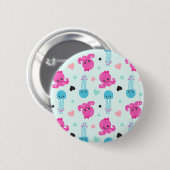 海獣，海生物，タコ，クラゲ，ハート 缶バッジ (正面&裏面)