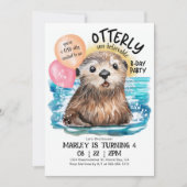 海獭海洋太阳海滩生日邀请函 招待状 (正面)