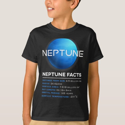 海王星の事実 - 準惑星 宇宙 天文学 Tシャツ (正面)