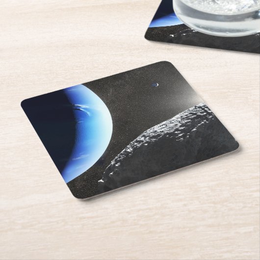海王星の小さな月のカバ。 スクエアペーパーコースター (アングル)
