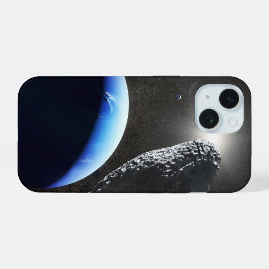 海王星の小さな衛星ヒッポカンプ iPhone 15ケース (裏面横)