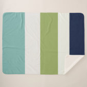 海王星、シーシェル、グリーンとネイビーストライプズ シェルパブランケット (正面(横))