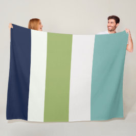 海王星、シーシェル、グリーンとネイビーストライプズ フリースブランケット