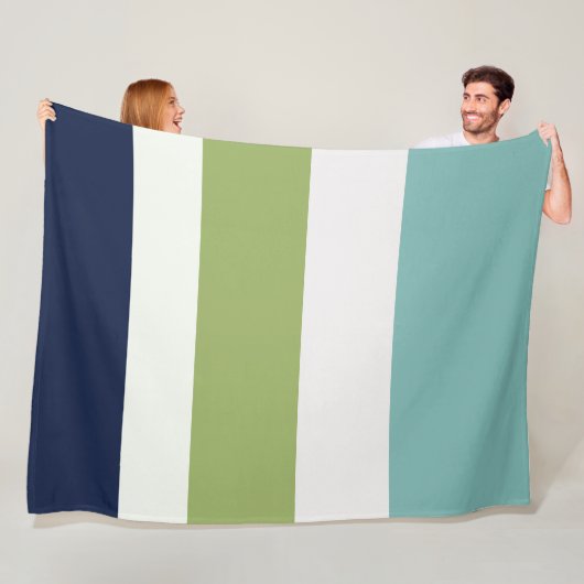 海王星、シーシェル、グリーンとネイビーストライプズ フリースブランケット (インサイチュ)