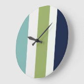 海王星、シーシェル、グリーンとネイビーストライプズ ラージ壁時計 (傾斜)
