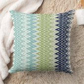 海王星、シーシェル、グリーンとネイビー・ジガグ クッション (ブランケット)