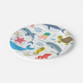 海生き物シームレスパターンパーティー ペーパープレート (アングル)