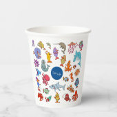 海生動物のカラフル海キャラクター 紙コップ (正面)