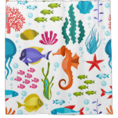 海生物のパターン シャワーカーテン (正面)