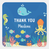 海産動物の赤ちゃんシャワー スクエアシール (正面)