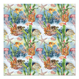 海産動物珊瑚礁フィッシュクラゲ フォトプリント           