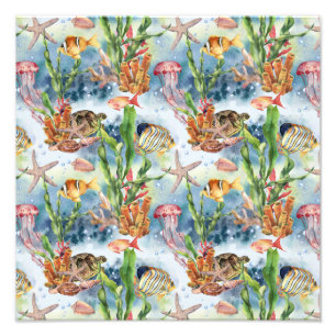 海産動物珊瑚礁フィッシュクラゲ フォトプリント