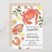 海産物は蟹を煮る夏のパーティの招待状 招待状 (正面/裏面)