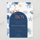 海男の赤ちゃんシャワーの招待 招待状 (正面/裏面)