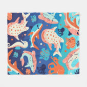 海疑問に思 フリースブランケット (正面(横))