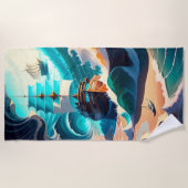 海砂の背の高い船2 ビーチタオル (正面)