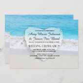 海砂ハートビーチ結婚式招待状ビーチ1 招待状 (正面/裏面)