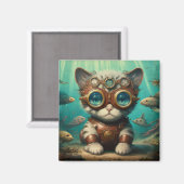 海磁石の中の猫 マグネット (正面/裏面)