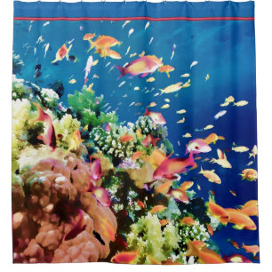 海礁の熱帯魚の学校 シャワーカーテン