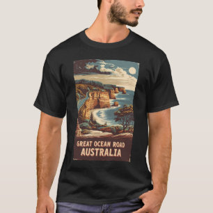 海素晴らしロードオーストラリアイラストレーショントラベルアート Tシャツ