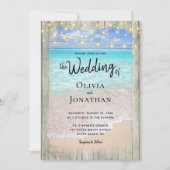 海素朴ビーチ結婚式QRコードすべて1つ 招待状 (正面)