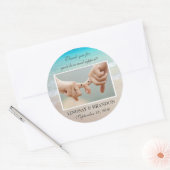 海結婚の写真ラベルに感謝 ラウンドシール (封筒)