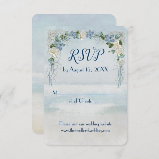 海結婚フラワーアーチRSVP 招待状 (正面/裏面)