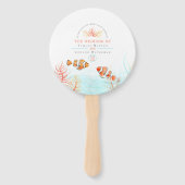 海結婚中芸術のサンゴと魚の水色 ハンドファン (正面)