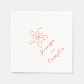 海結婚星コーラルピンク白紙ナプキン スタンダードカクテルナプキン (正面)