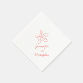 海結婚星コーラルピンク白紙ナプキン スタンダードカクテルナプキン