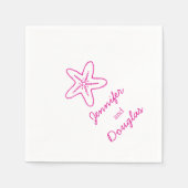 海結婚星ピンク白紙ナプキン スタンダードカクテルナプキン (正面)