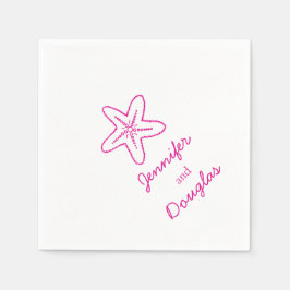海結婚星ピンク白紙ナプキン スタンダードカクテルナプキン