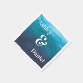 海結婚波のナプキンパーソナライズされた、 スタンダードカクテルナプキン (角)