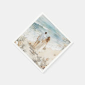 海結婚背景カップル スタンダードカクテルナプキン (角)