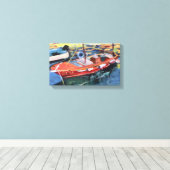 海絵画上のアクリル船 キャンバスプリント (インサイチュ (ウッドフロア))