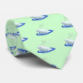 海緑のシロイルカのクジラのタイ ネクタイ (ロール)