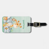 海緑の水彩かわいいサファリジャングル動物 ラゲッジタグ (正面横)