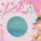 海緑の水彩画の絵画の結婚披露宴のプレート ペーパープレート (パーティー)