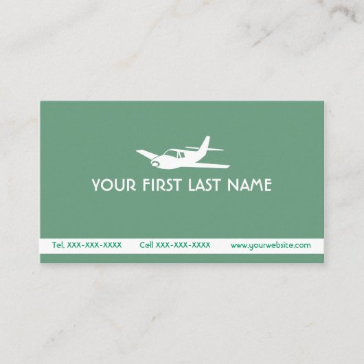 海緑の飛行機の記号の名刺 名刺 (正面)