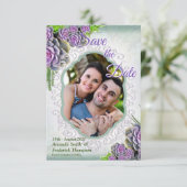 海緑色とバイオレットの豊かな色彩でSave the Date セーブザデート (スタンド正面)