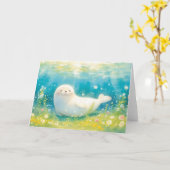 海線下の至福のアザラシ カード (黄色い花)