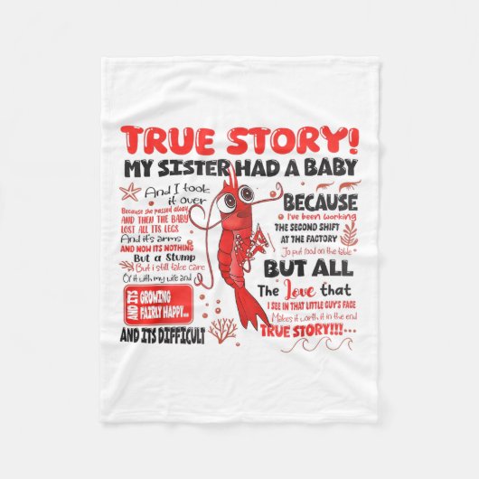 海老おもしろいの実話お姉さんがベビーミーム フリースブランケット (正面)